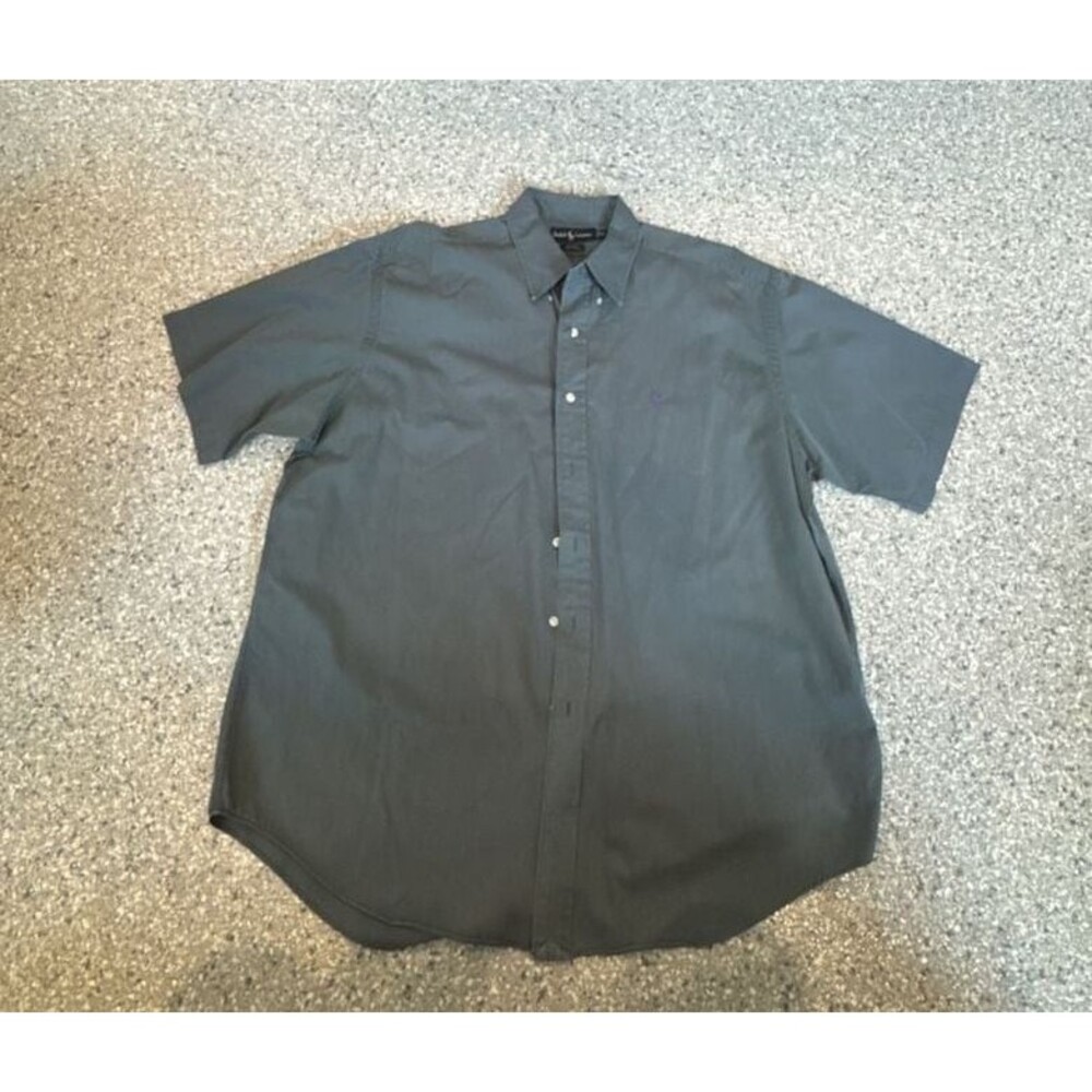 Ralph Lauren Blake Button Down Shirt Size XL Gray Short Sleeve Cotton